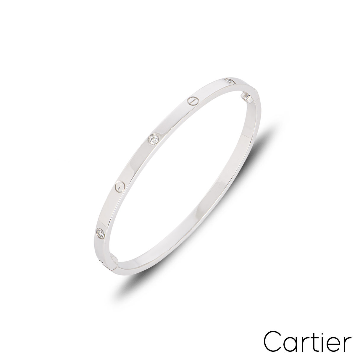Cartier White Gold 6 Diamond SM Love Bracelet Size 15 B6047715